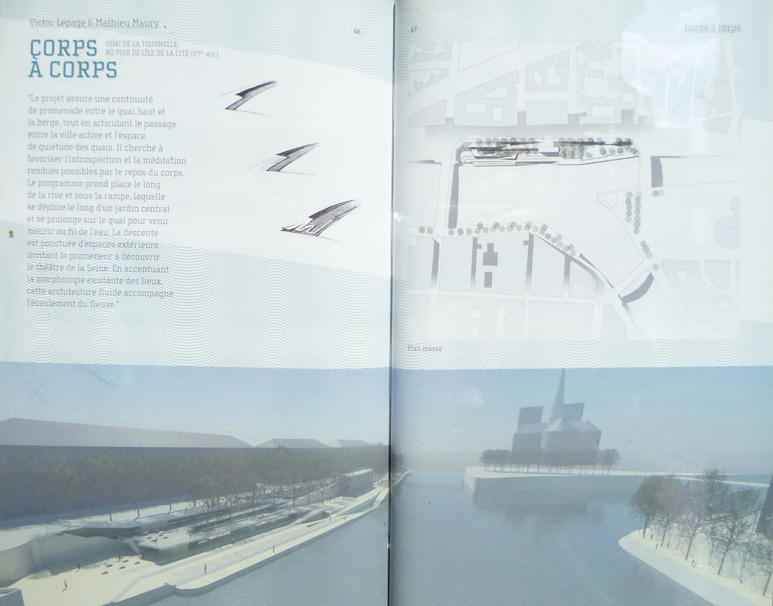 Corps à corps, projet de Victor Lepage et Mathieu Maury, quai de la Tournelle à Paris