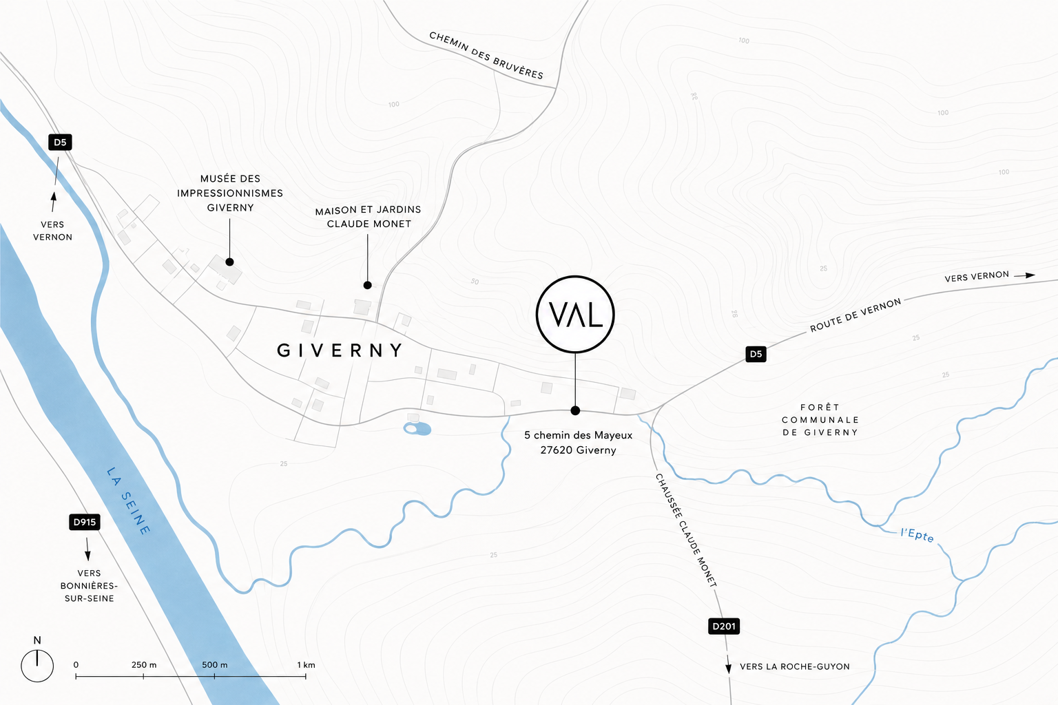 Plan d'accès — VAL Architecture, 5 chemin des Mayeux, 27620 Giverny